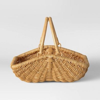 6.5" x 12" Harvest Gathering Rattan Decorative Basket with Handles - Threshold™ | Target