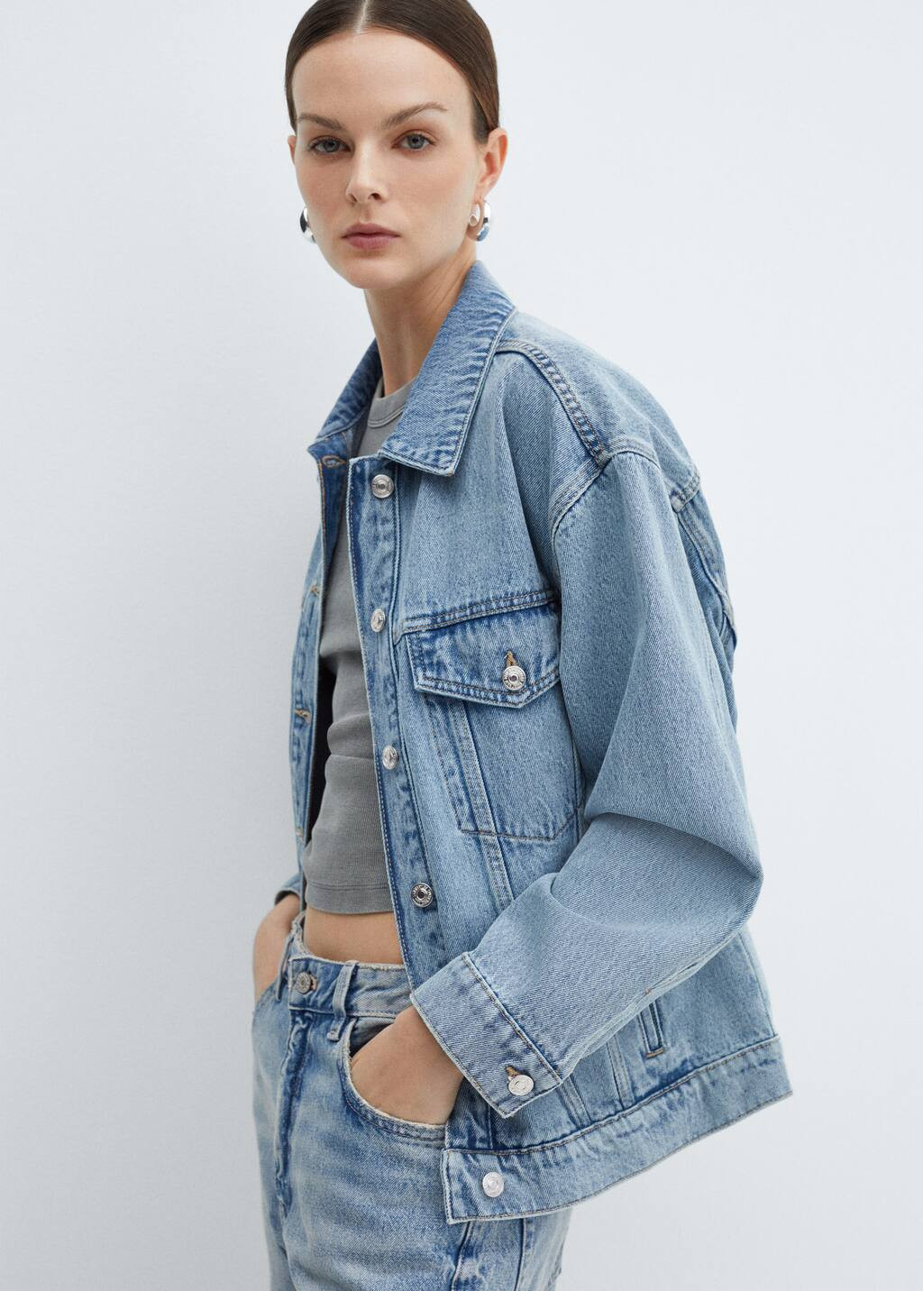 Oversize denim jacket -  Women | Mango USA | MANGO (US)