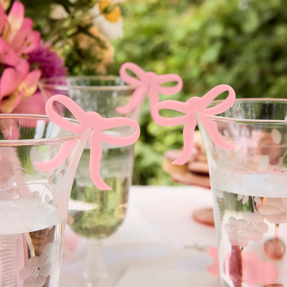 xo, Fetti Pink Bow Drink Markers - 8 count, 2" | Tying the Knot Bachelorette Party, Coquette Birt... | Amazon (US)