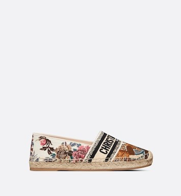 Dior Granville Espadrille White Multicolor Dior Jardin d'Hiver Embroidered Cotton | DIOR | Dior Couture