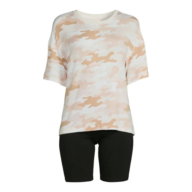 Secret Treasures Women's Plus Size T-Shirt and Bike Shorts Lounge Set, 2-Piece | Walmart (US)