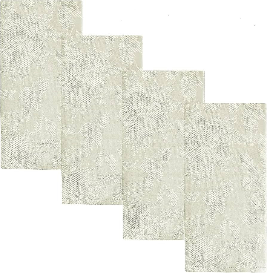 Newbridge “Christmas Carol” Holiday Noel Damask Napkins, Holly Leaf and Poinsettia Weave Dama... | Amazon (US)