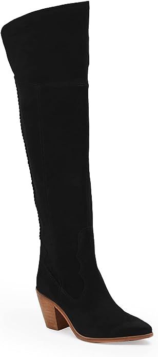 Womens Wide Calf Knee High Boots Fall Block Heel Pointed Toe Long Over The Knee Cowgirl Boots Sue... | Amazon (US)