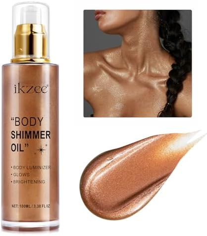Shimmer Oil 100ml, Moisturizing Long Lasting Body Luminizer Face Brighten, Waterproof Liquid Illu... | Amazon (US)