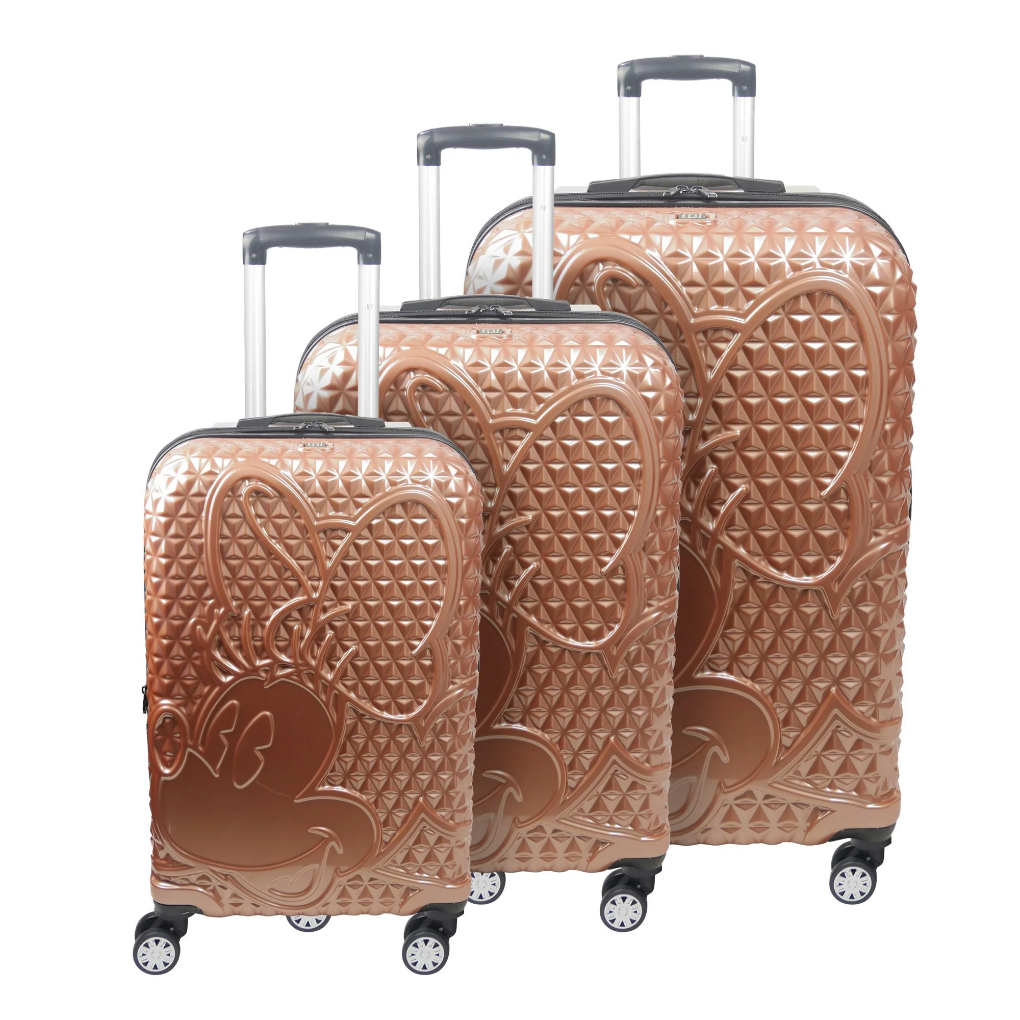 Disney Ful Textured Minnie Mouse Hard Sided 3 Piece Luggage Set, Rose Gold , 29, 25, and 21in Sui... | Walmart (US)