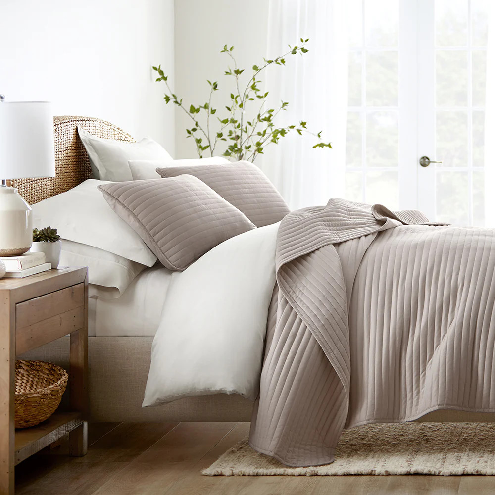 3-Piece Stripe Stitch Quilted Coverlet Set | Linens and Hutch