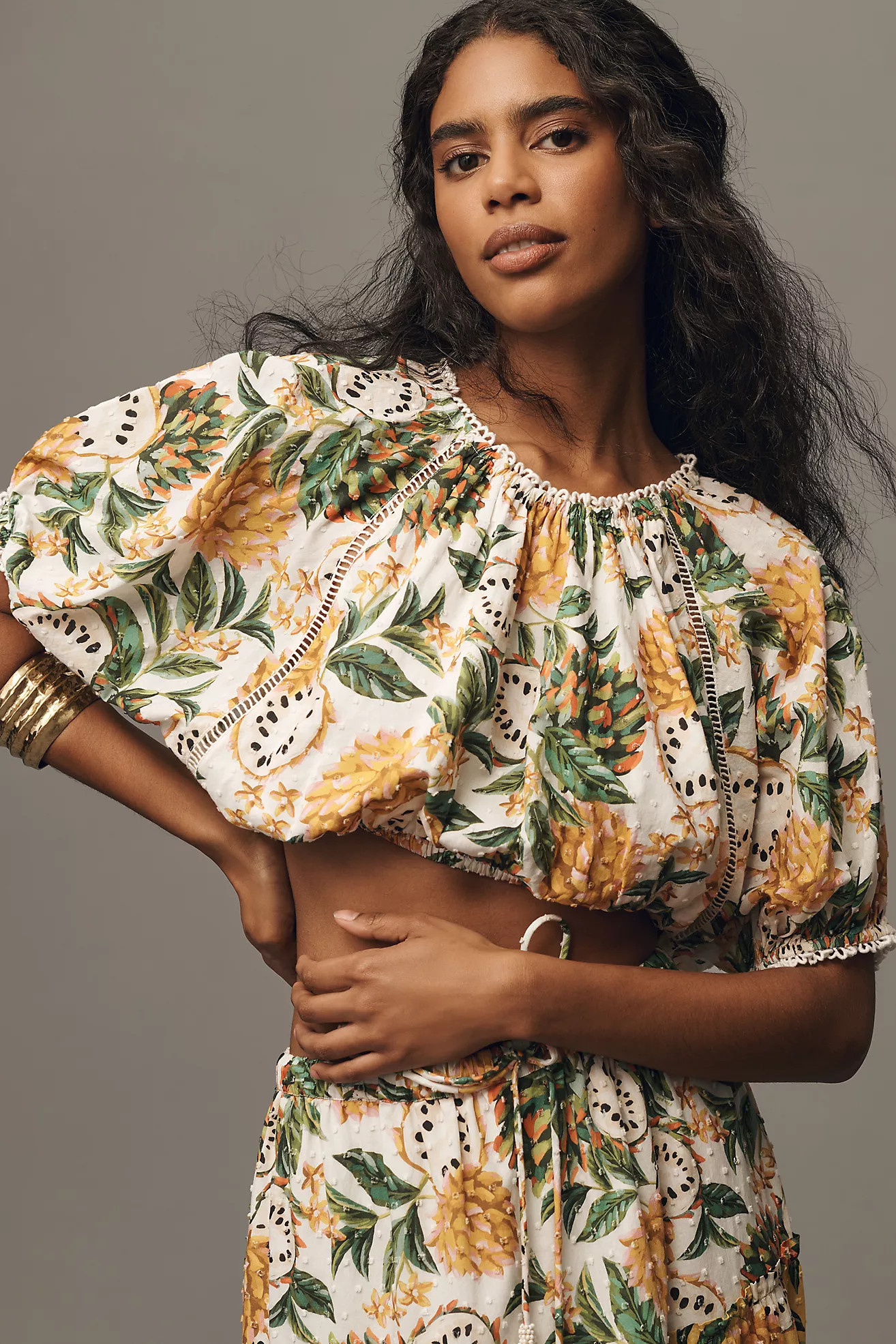 Farm Rio Biriba Cropped Blouse | Anthropologie (US)