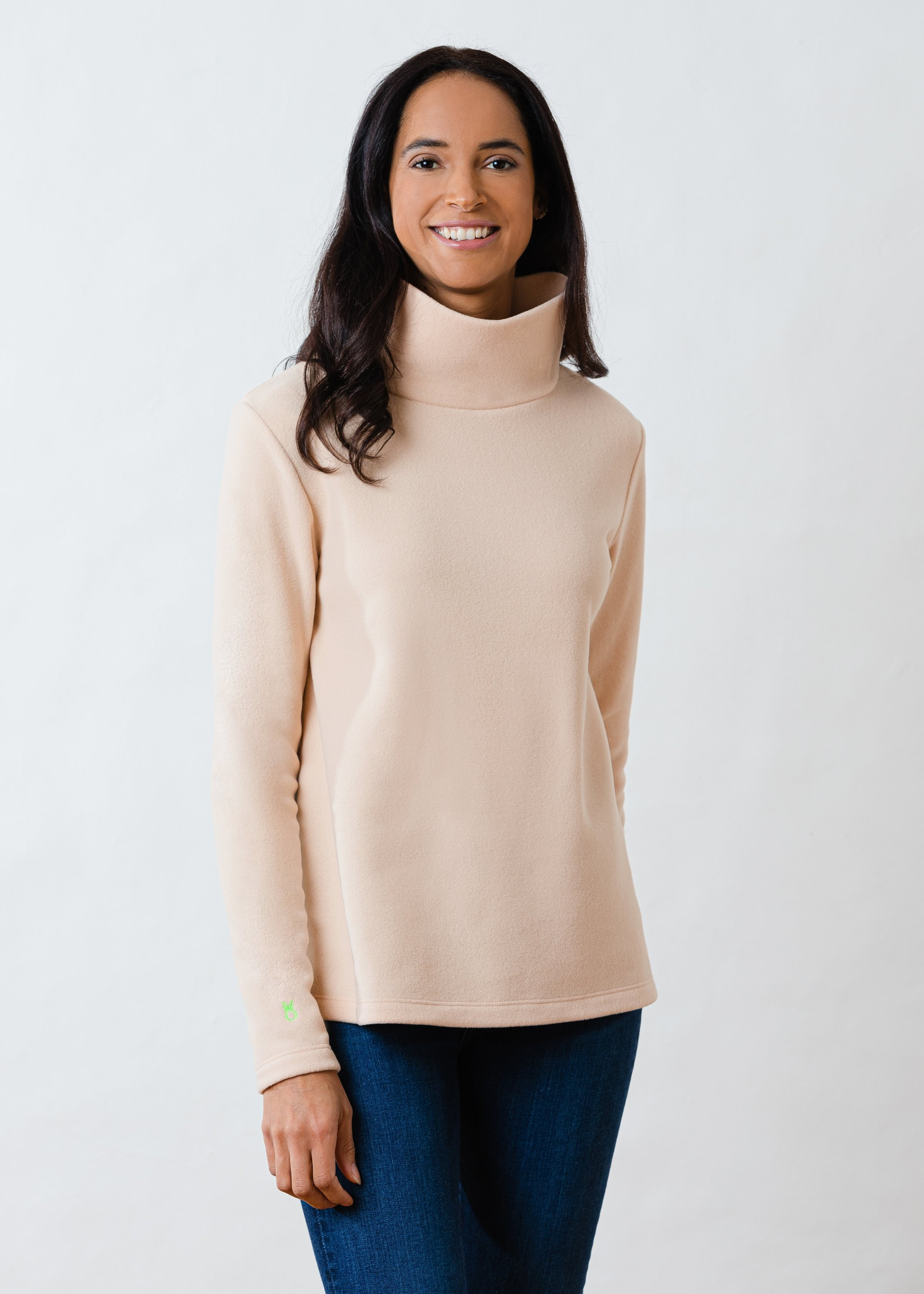 Greenpoint Turtleneck in Vello Fleece (Natural Blush) | Dudley Stephens