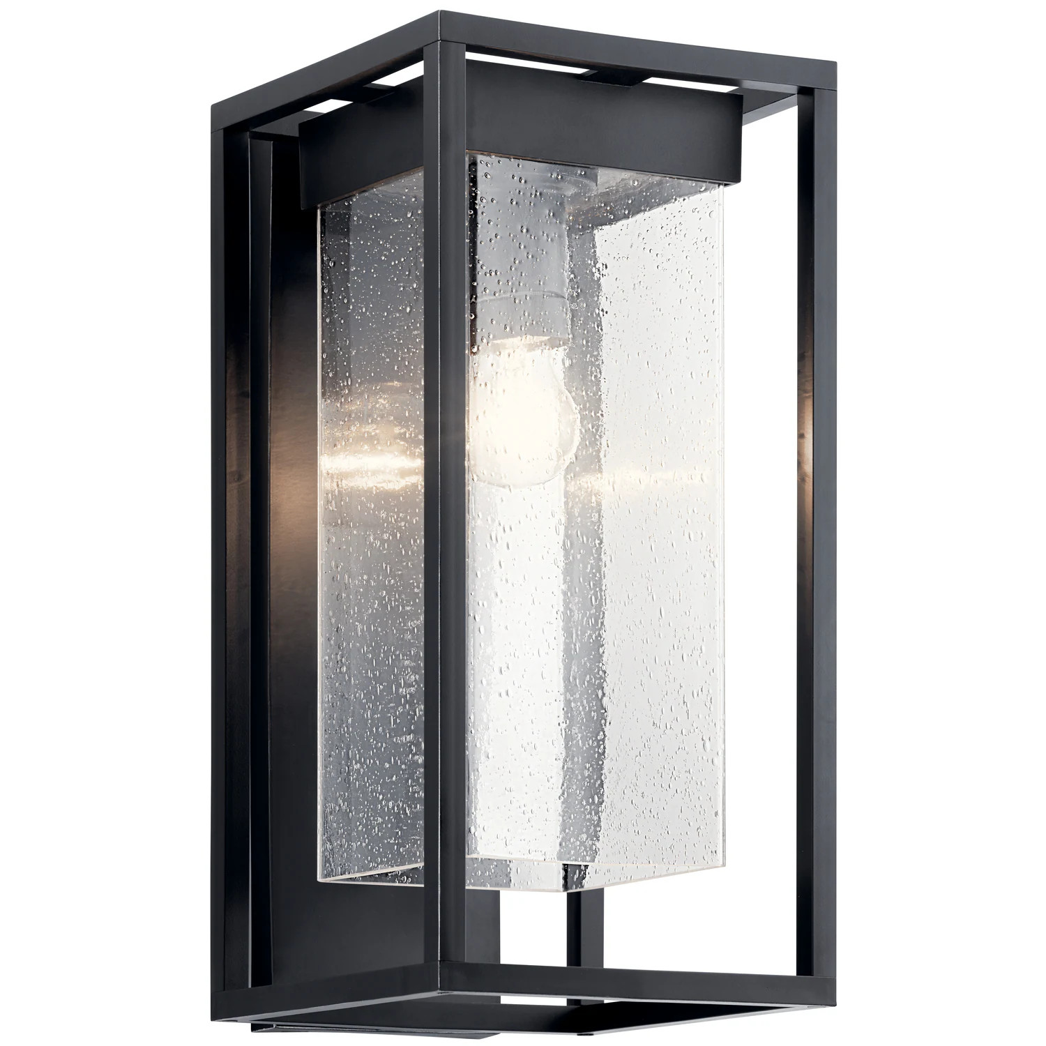 Mercer 1-Light 18.75-in Black with Silver Highlights Outdoor Wall Light | Lowe's