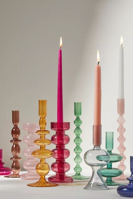 Colorful glass candlesticks, wedding table decor, dinner party decor 

#LTKhome #LTKunder50 #LTKwedding