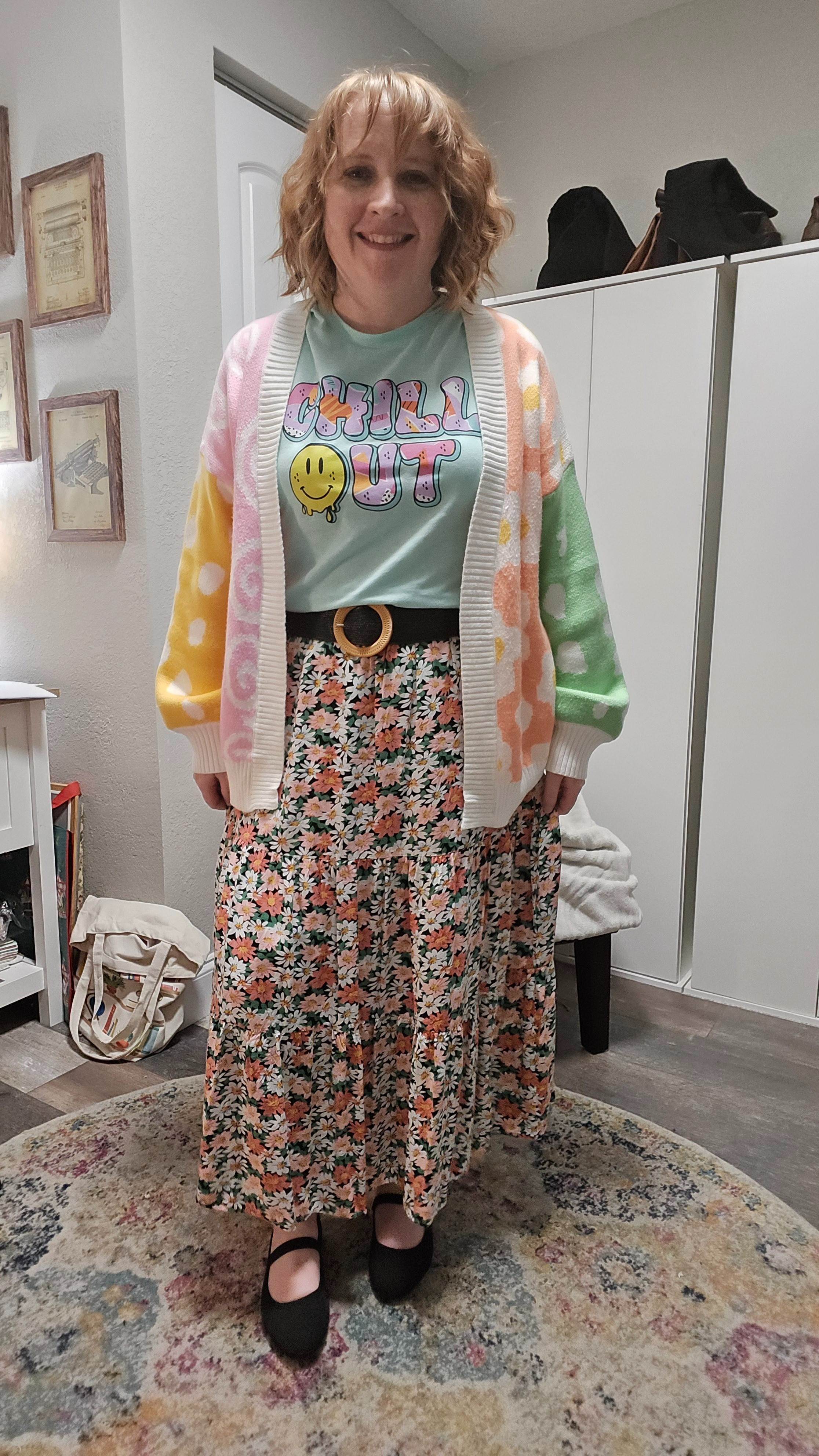 I *just* bought this t-shirt, but I cannot find it online, so I'm linking to three different tees that share the same type of vibe.

Also, this cardigan is so stinking cute. And soft. 

 #LTKootd #LTKPetite #LTKWorkwear