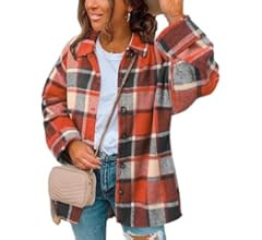 ZOLUCKY Womens Casual Plus Size Shacket Jacket Long Sleeve Button Down Shirts Blouses Tops | Amazon (US)