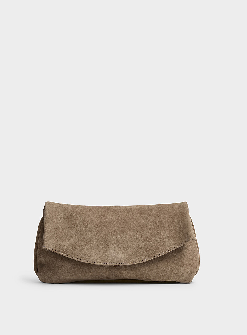 Valentina taupe suede clutch | Simons