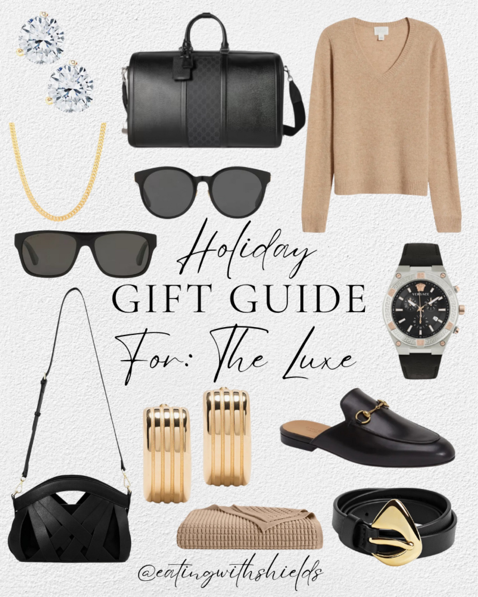 Holiday Gift Guide: for the luxe 

Gifts for her, gifts for him, cashmere sweater, men’s watch, gucci mikes, mules, fall looks, winter looks, gold earrings, men’s sunglasses, women’s sunglasses, men’s duffle bag, men’s necklace, diamond earrings, belts, blankets, gifts for rich people 

#LTKCyberWeek #LTKGiftGuide #LTKHoliday