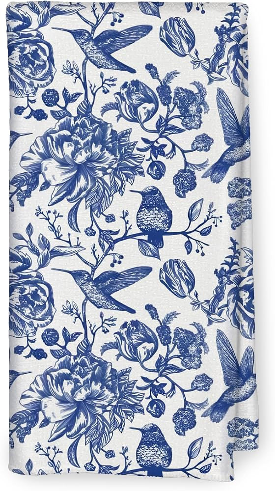Blue and White Chinoiserie Floral Bird Tea Hand Dish Towels for Kitchen Bathroom, Chinoiserie Dec... | Amazon (US)