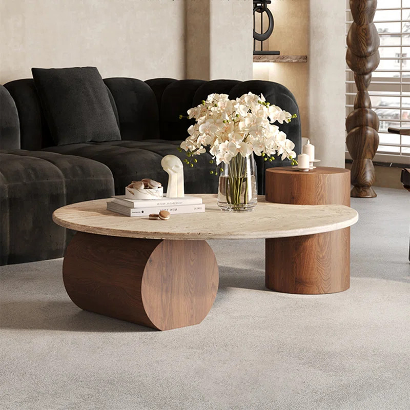 Round Natural Cave Stone Tea Table Living Room Coffee Table | Wayfair North America