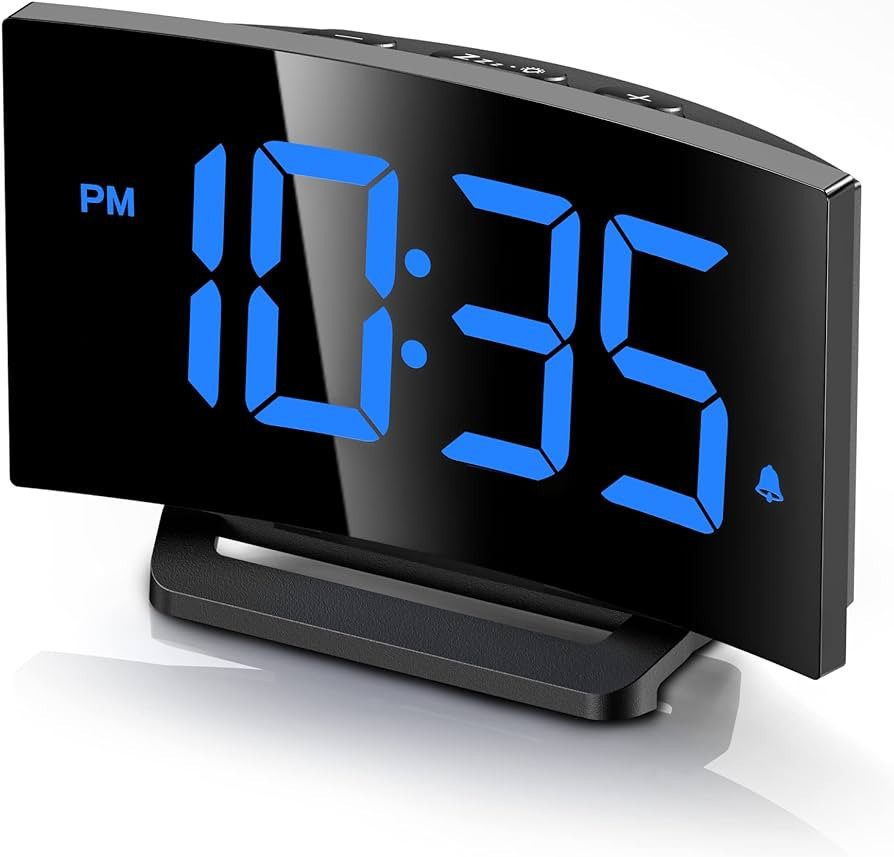GOLOZA Digital Alarm Clock for Bedrooms, Digital Clock with Modern Curved Design, Conspicuous Blu... | Amazon (US)
