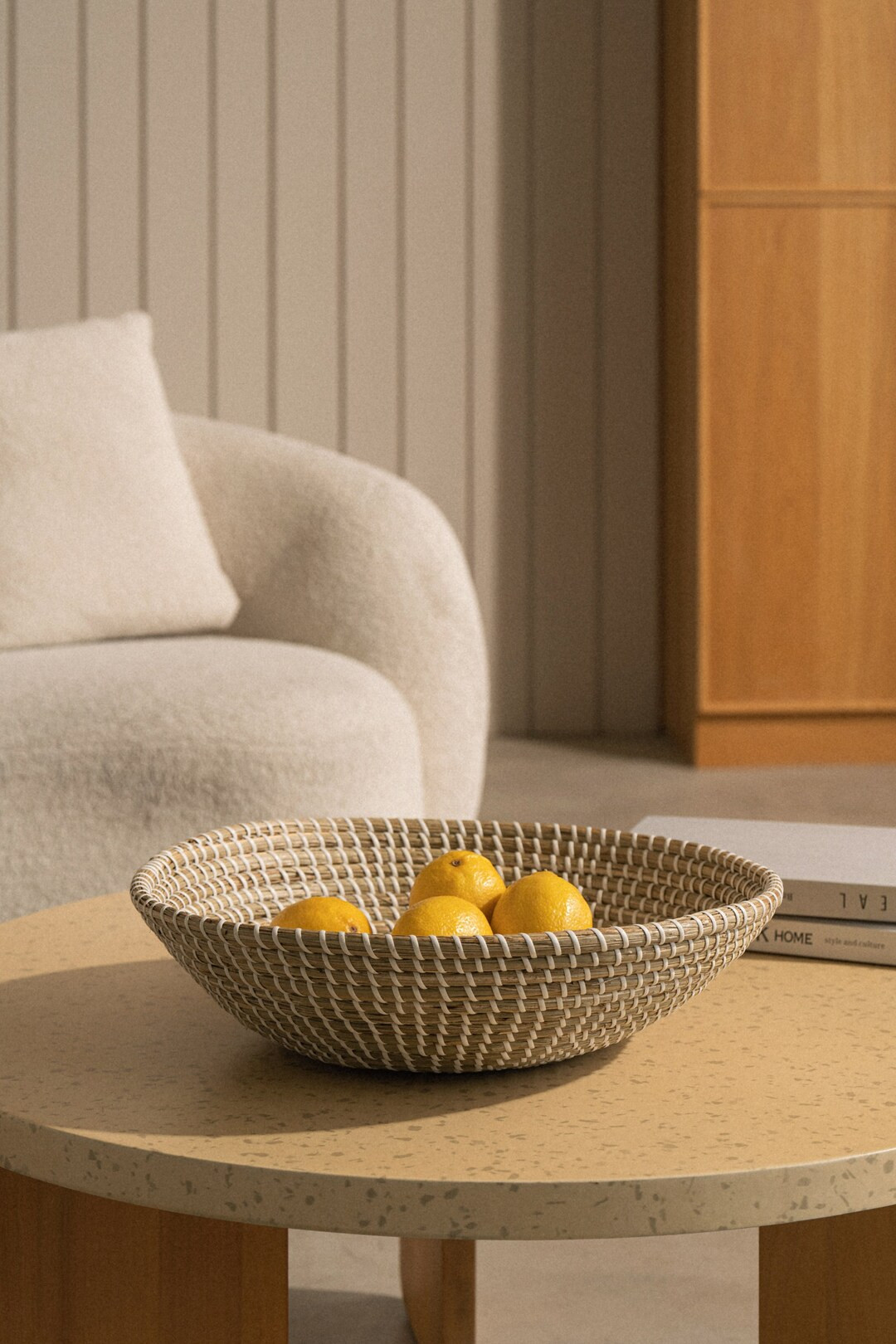 Decorative Curved Seagrass Bowl | Boho Decor | Fruit Basket Bowl | Handwoven Natural Coiled Seagr... | Etsy (US)