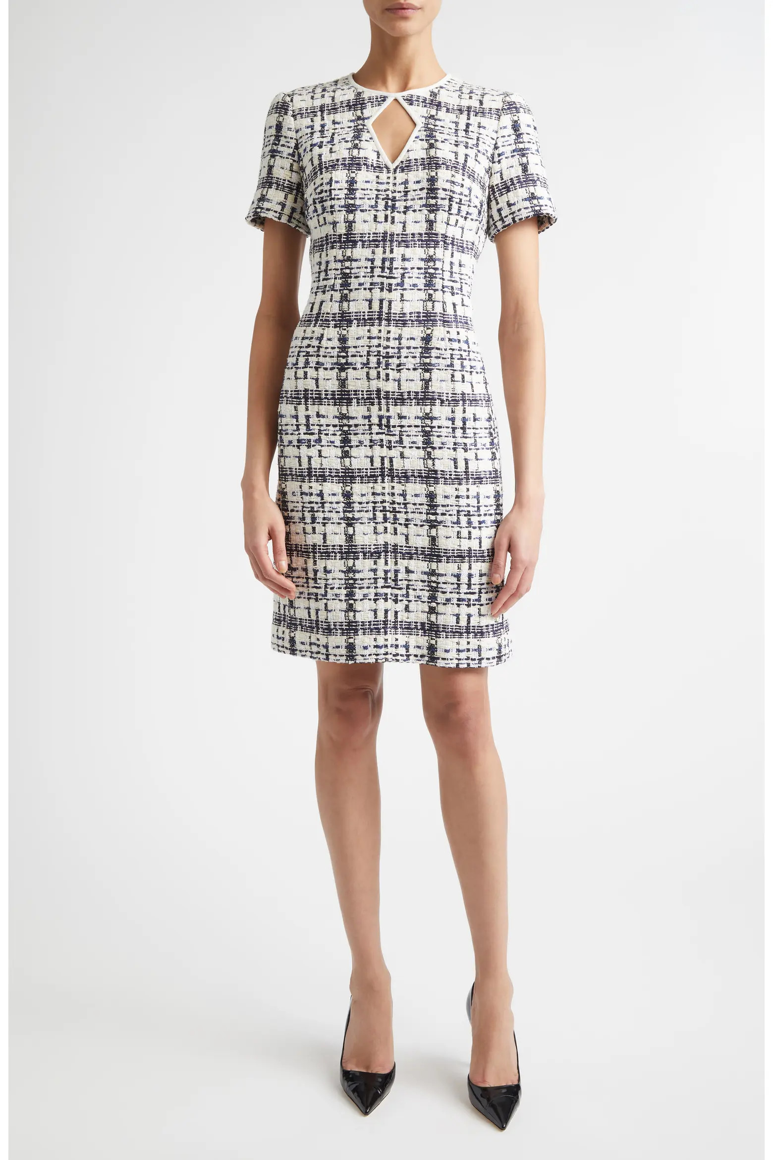 ST. JOHN St. Tropez Tweed Cutout Sheath Dress (Women) | Nordstrom | Nordstrom