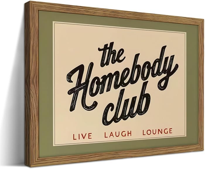 Vintage The Homebody Club Wall Art, Minimalist Live Sign Canvas Wall Decor Painting, Trendy Quote... | Amazon (US)