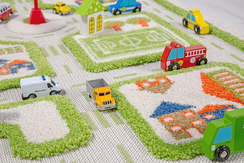 IVI Thick 3D Childrens Play Mat & Rug in A Colorful Town Design for Kids with Soccer Field, Car Park | Amazon (US)