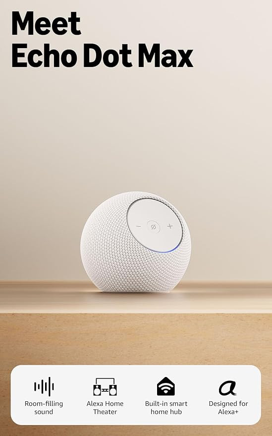 Amazon Echo Dot Max (newest model), Alexa speaker with room-filling sound and nearly 3x bass, Gre... | Amazon (US)