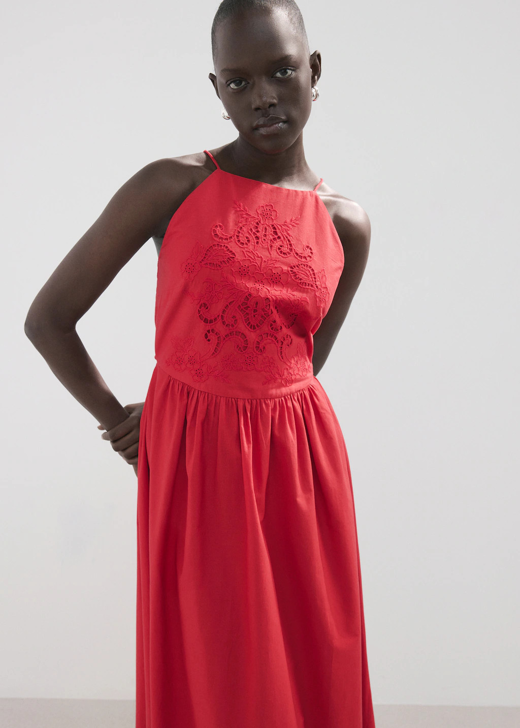 Cotton dress with openwork embroidery | Mango (US/MX/AU)