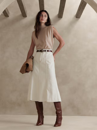 Pia Denim Midi Skirt | Banana Republic (US)