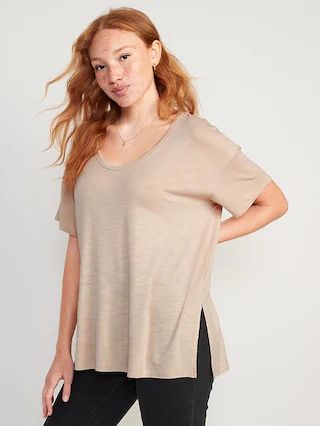 Oversized Luxe Slub-Knit Tunic T-Shirt for Women | Old Navy (US)