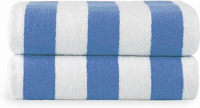 LANE LINEN Beach Towels 2 Pack - 100% Cotton Beach Towels, Cabana Stripe Large Pool Towels, Swim ... | Amazon (US)