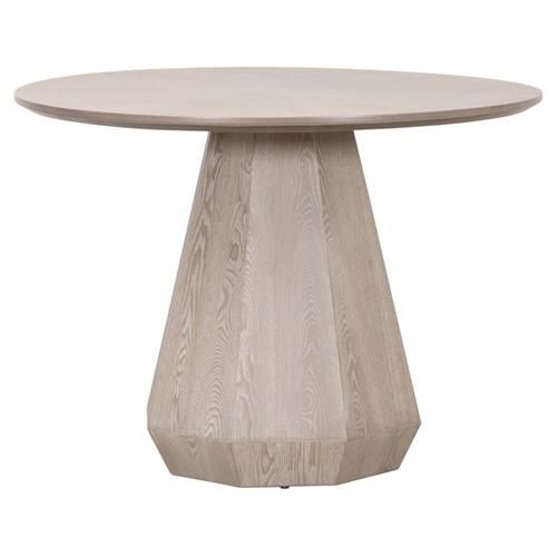 Courtney Rustic Natural Grey Wood Round Pedestal Dining Table - Small - 42"W | Kathy Kuo Home
