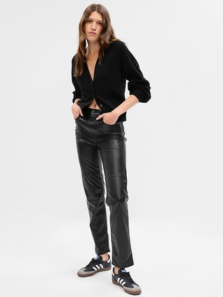 High Rise Vegan Leather Cheeky Straight Pants | Gap (CA)
