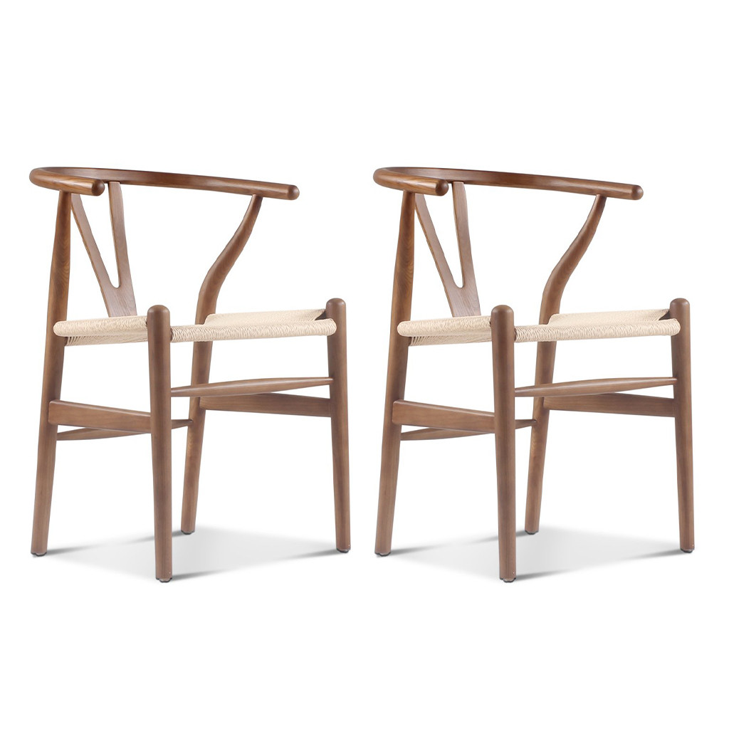 Set of Two Wishbone Chairs / Walnut Stain | Eternity Modern