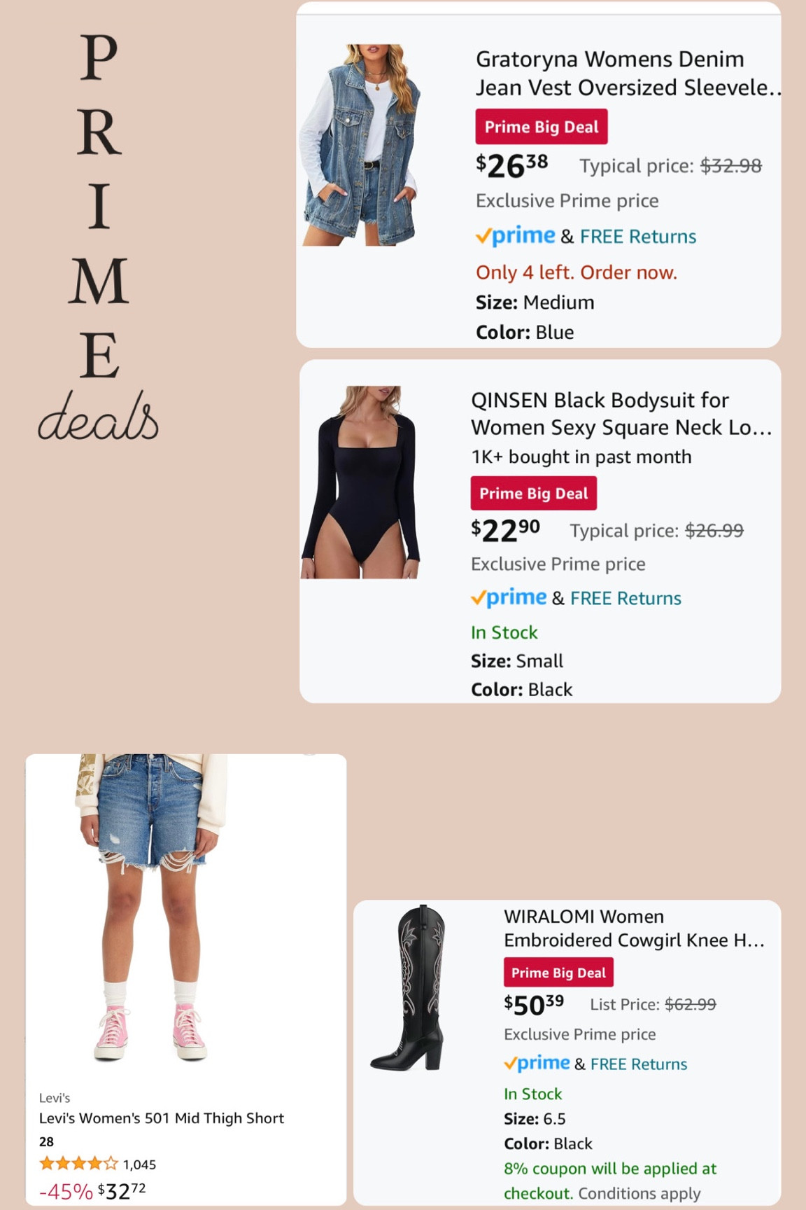 Last minute prime deals!! Love all these on mega sale +sizing!

#LTKxPrime #LTKshoecrush #LTKSeasonal