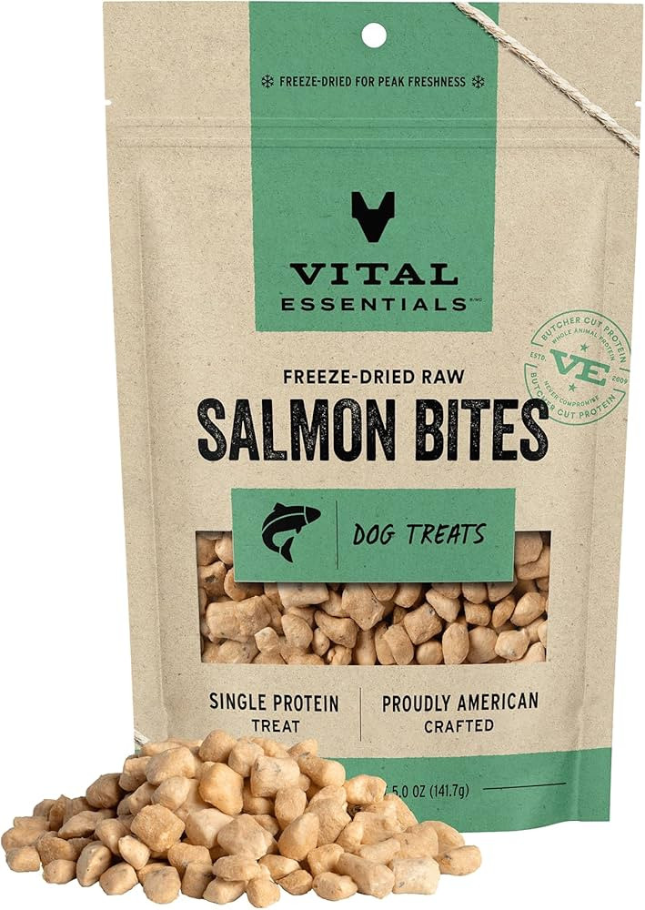 Vital Essentials Freeze Dried Raw Whole Animal Dog Treats, Salmon Bites, 5 oz | Premium Quality H... | Amazon (US)