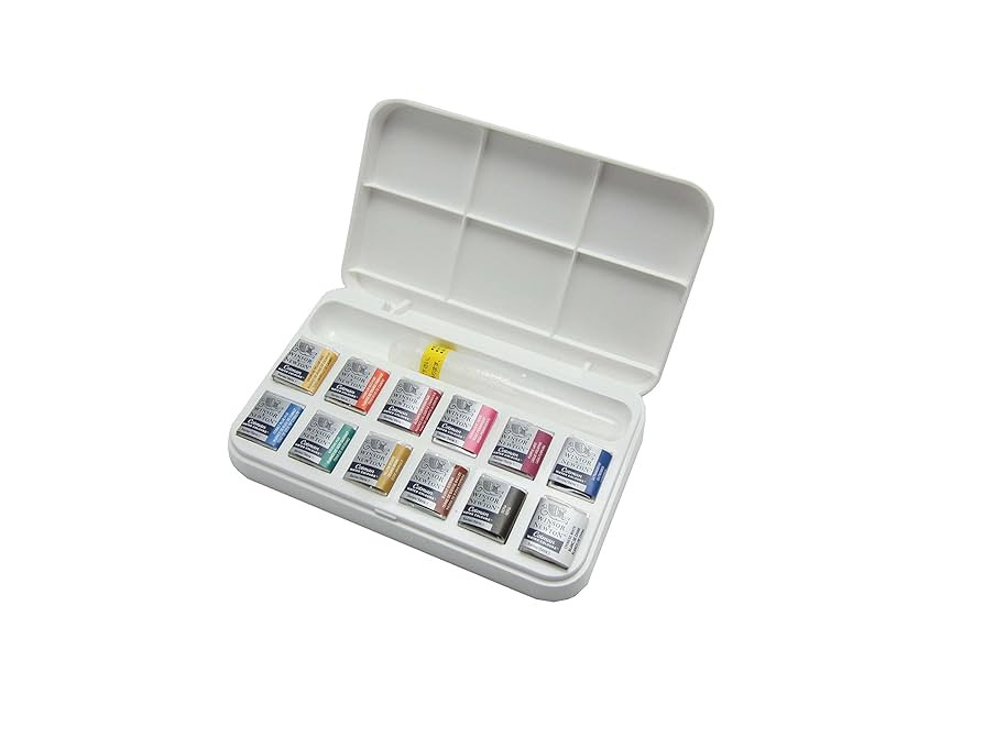 Winsor & Newton Cotman Half Pan with 12 Colors Water Brush | Amazon (US)
