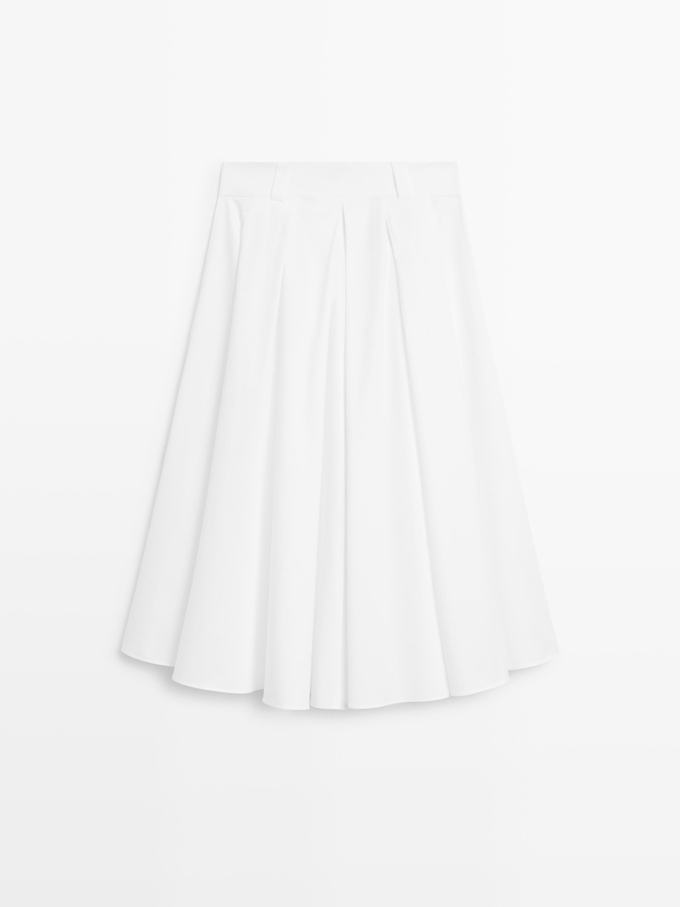 Midi skirt with belt loop details | Massimo Dutti UK