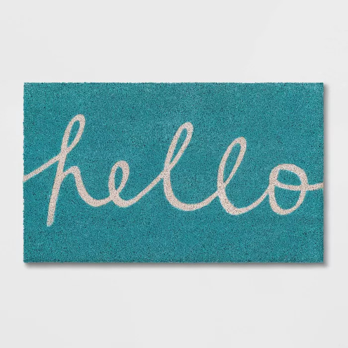 1'5"x2'5"Blue Hello Cursive Doormat - Room Essentials™ | Target