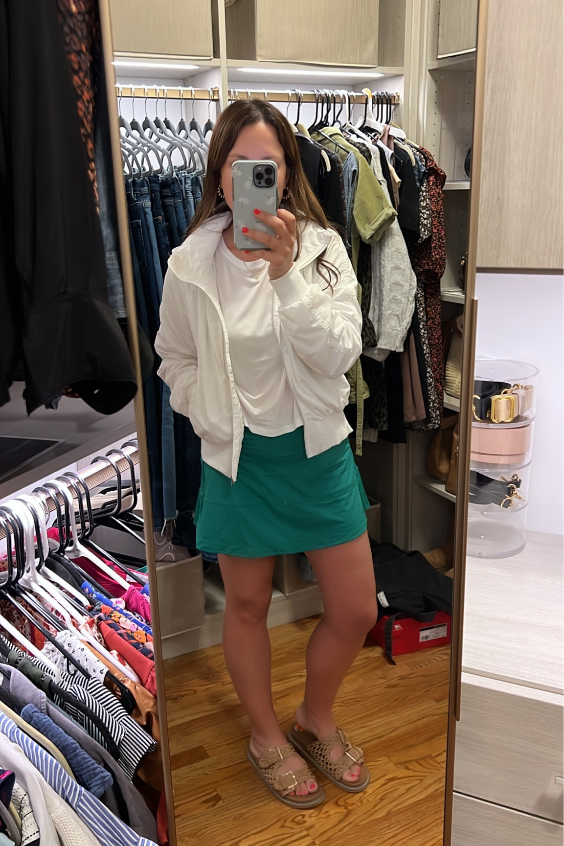 Splurge vs save! 

Jacket 10/10 worth the splurge. Bomber jacket with hood you can roll up. Lots of cute details wearing XS

Save! Cute athletic bottom skirts with built in shorts from Amazon! I’m in a medium (went up for extra length I’m 5’5)

Sandals of the summer are also a fun target find! Fit TTS

#LTKMidsize #LTKActive #LTKFindsUnder50