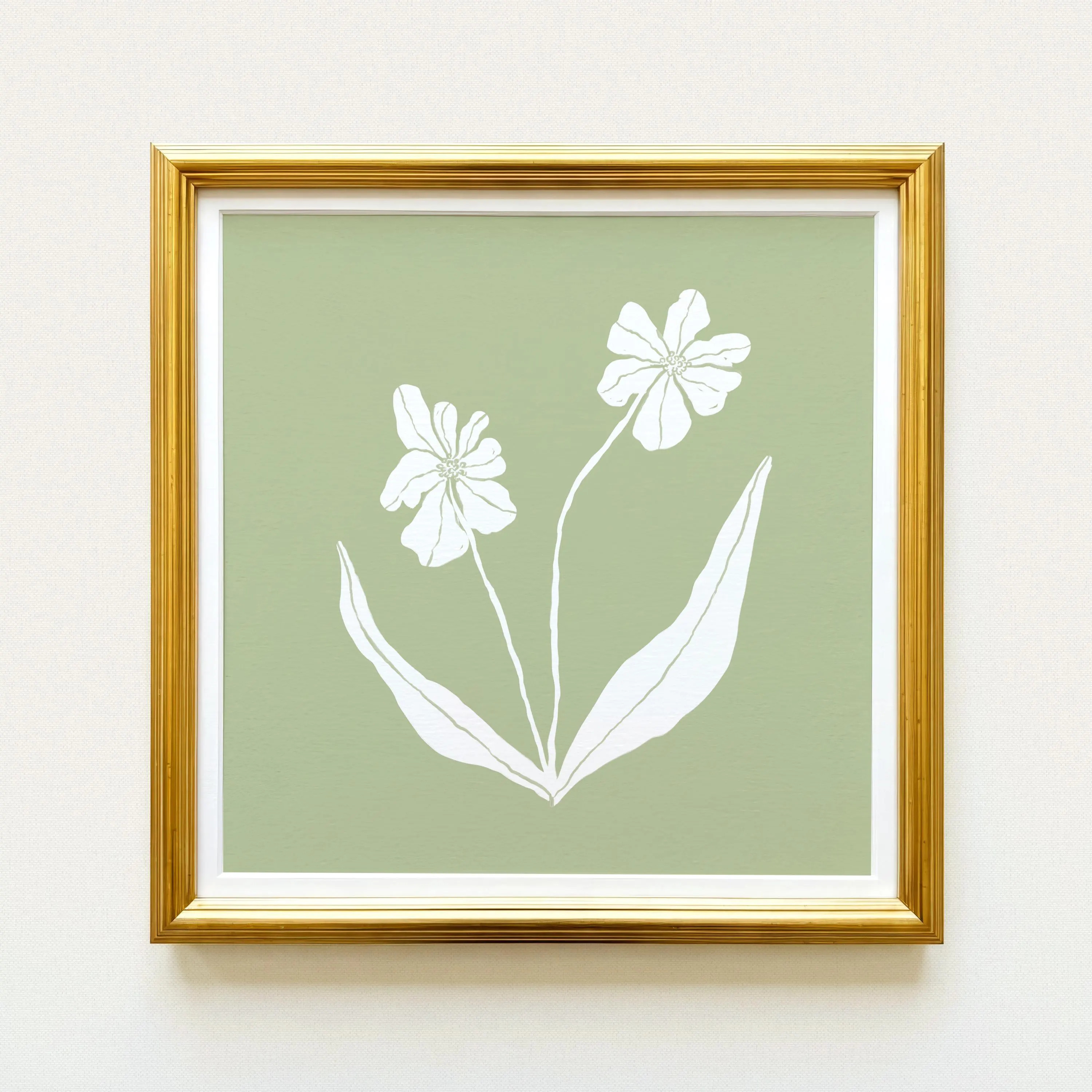 White & Green Floral Botanical Print | Grandmillennial Wall Decor | Modern Southern Art | Digital Download | Etsy (Global)