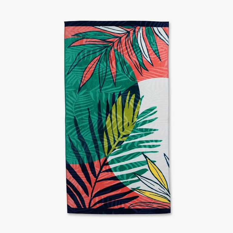 Better Homes & Gardens Oversized Printed Palm Leaf 100% Cotton Velour Beach Towel, 38” x 72" | Walmart (US)