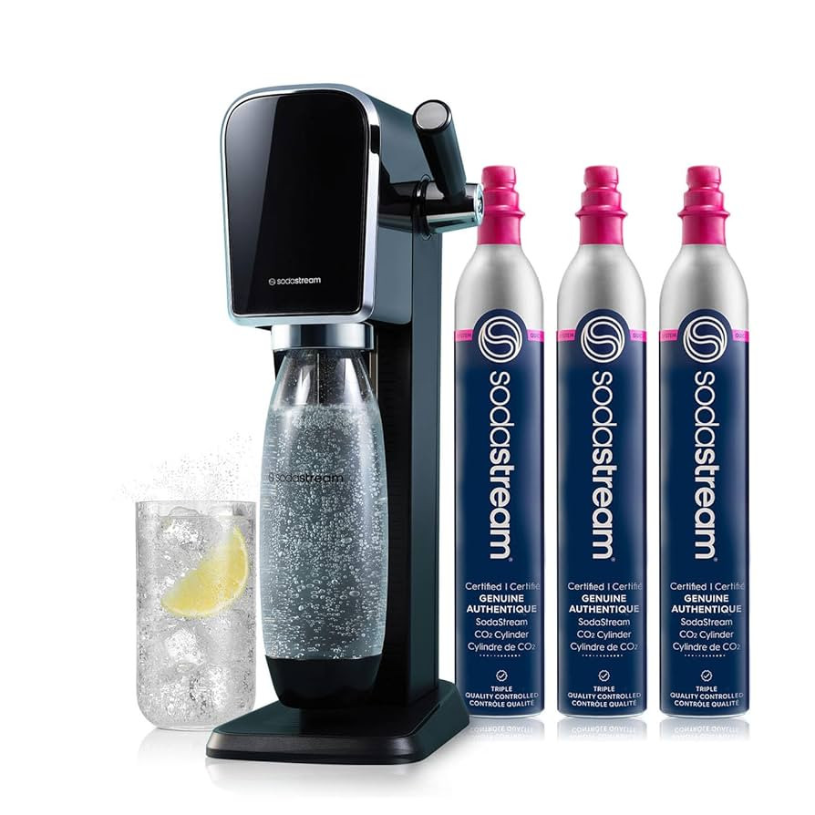 SodaStream Art Sparkling Water Maker Bundle in Black, with 3-Pack CO2 and Carbonating Bottle | Amazon (US)