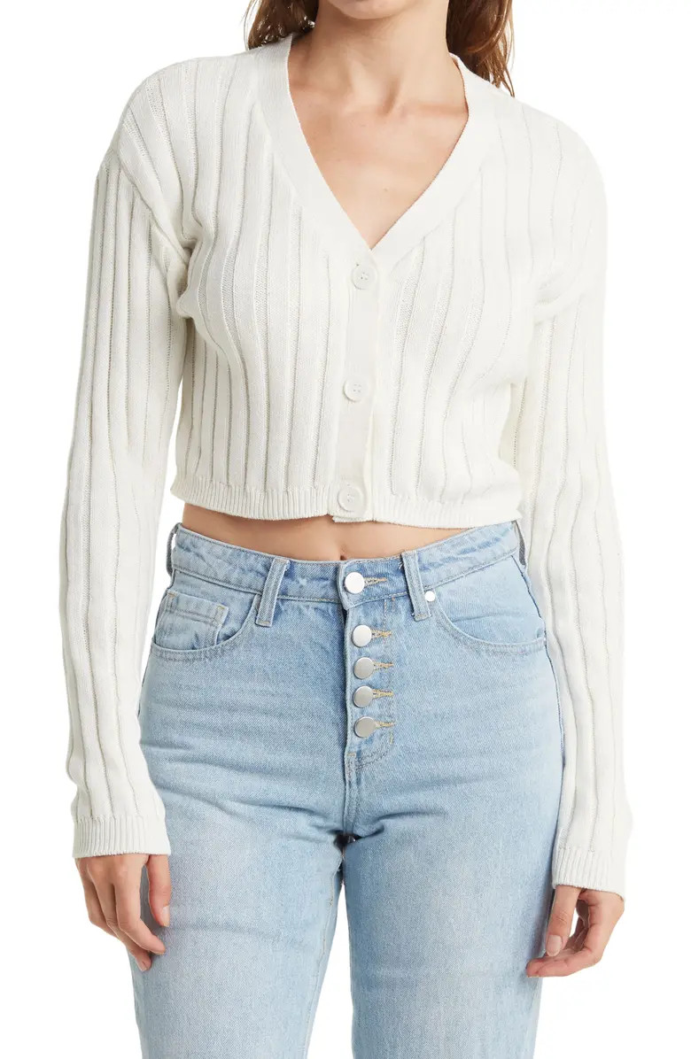 Long Sleeve Ribbed Cropped Cardigan | Nordstrom Rack