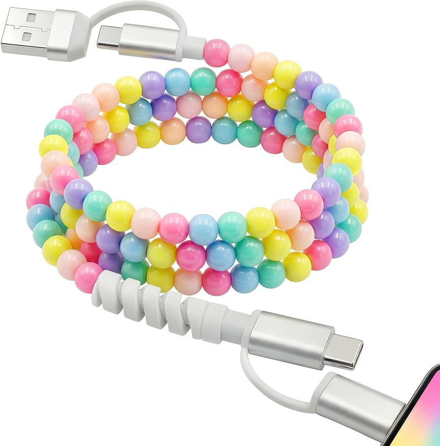 4-in-1 Beaded Charging Cable, MFi Certified, Works with CarPlay, 3.3FT 60W Fast Charger Cord for ... | Amazon (US)