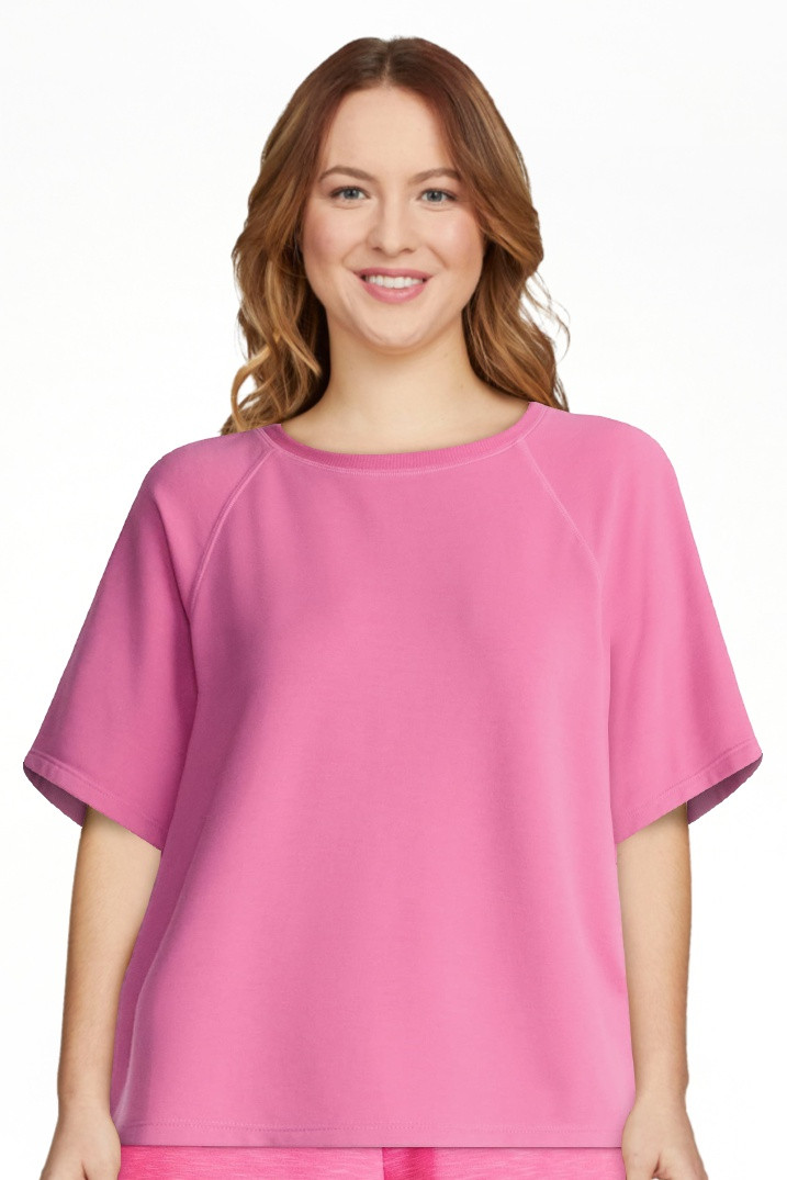 Joyspun Women's French Terry Knit Sleep Top with Short Sleeves, Sizes XS-3X | Walmart (US)
