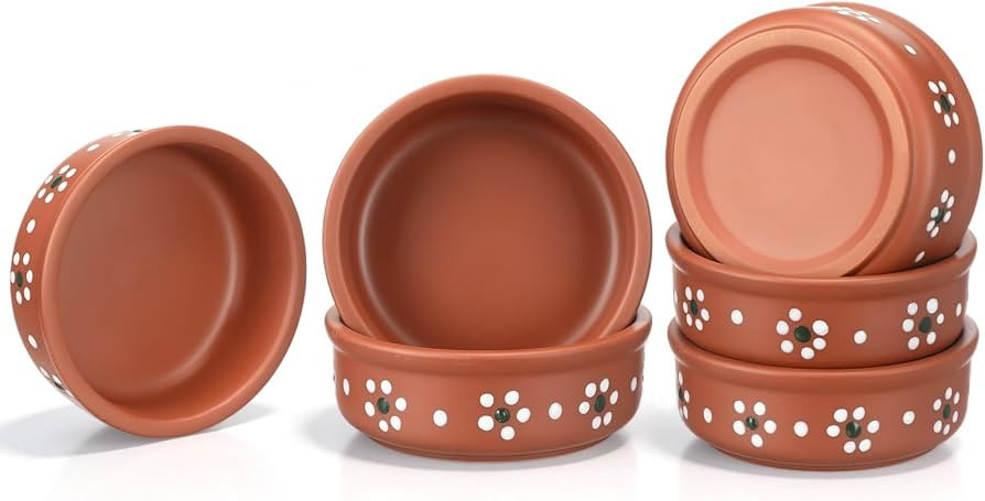 Remerry 6 Pcs Mexican Clay Bowls Set, 4.33 Inch Floral Terracotta Traditional Clay Cooking Pots, ... | Amazon (US)