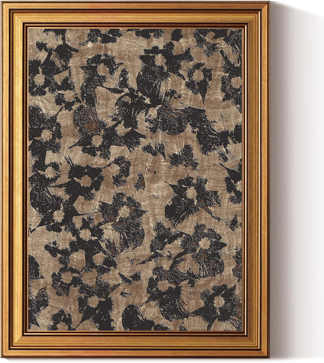 InSimSea 3D Textured Gold Framed Wall Art, Abstract Floral, 12x16 inch | Amazon (US)