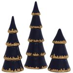 Navy Blue Christmas Trees with 22K Gold Brushstroke Accent | Lo Home by Lauren Haskell Designs