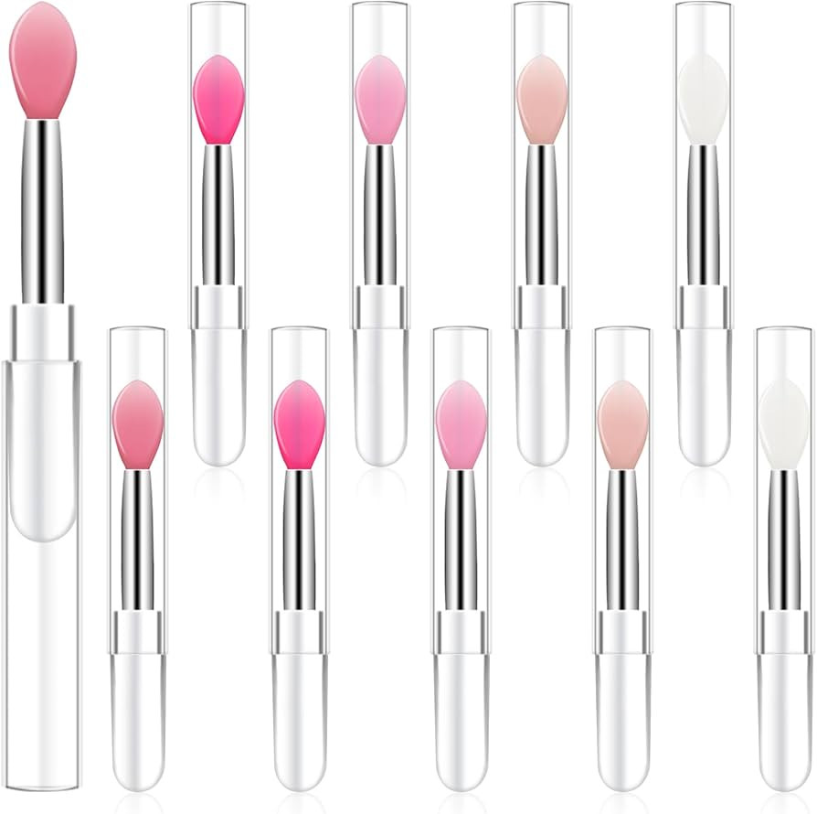 10Pcs Lip Brush Silicone Lip Brushes Tool Lipstick Applicator Brushes with Caps for Makeup Beauty... | Amazon (US)