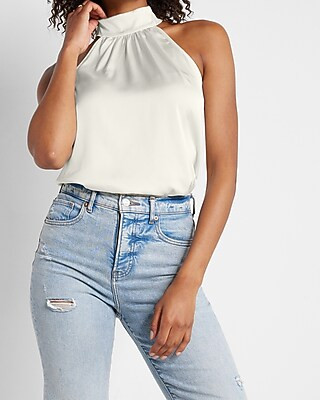 Conscious Edit Halter Neck Ruched Top | Express
